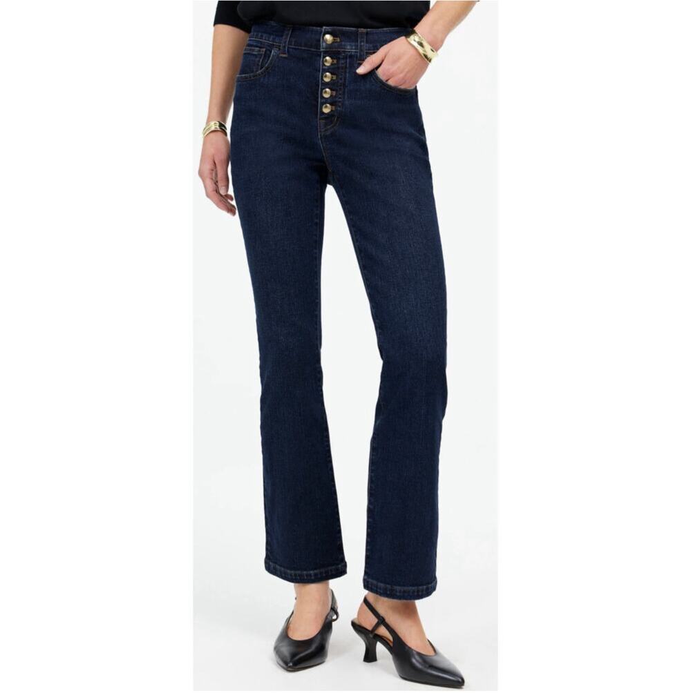 Madewell Jeans Womens 27 Blue Mid Rise Kick Out Button Fly Dark Larkspur Wash